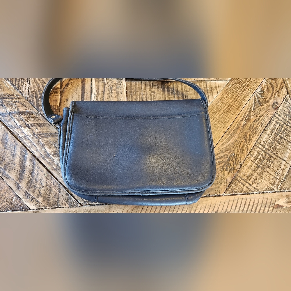 Vintage High Art Leather New York Saddle Bag Blue Grey Crossbody - Picture 7 of 13